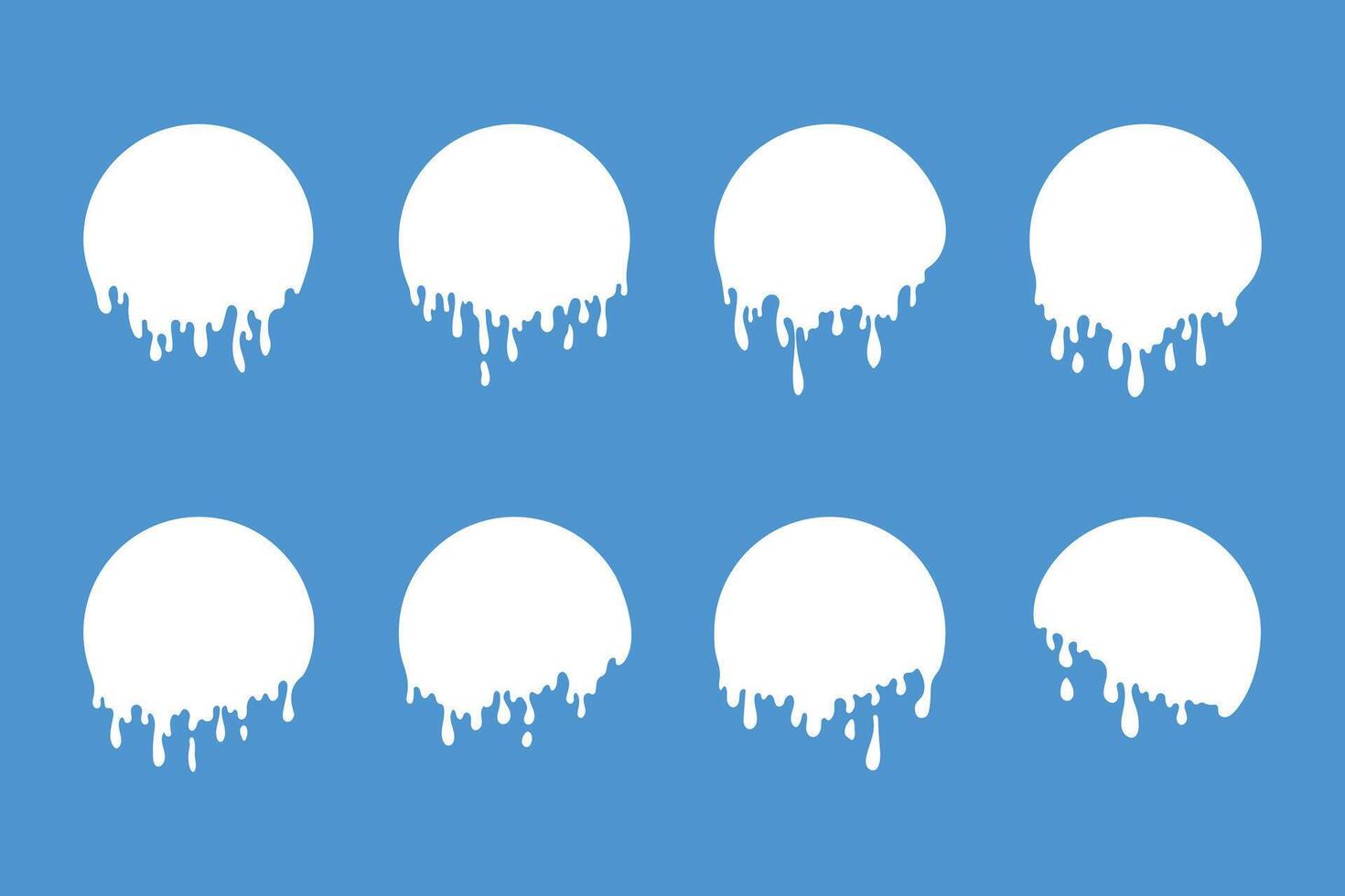 Melted cream, circle drop milk flows, paint white flows vector