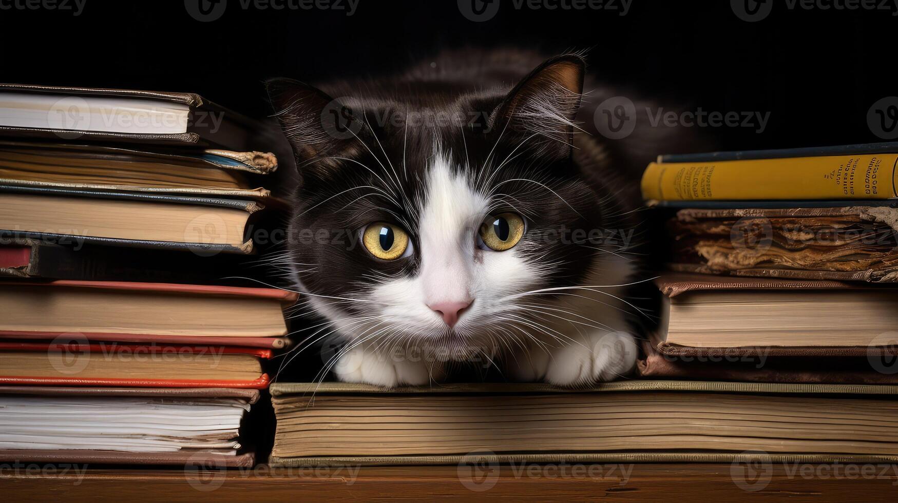 playful cat book photo