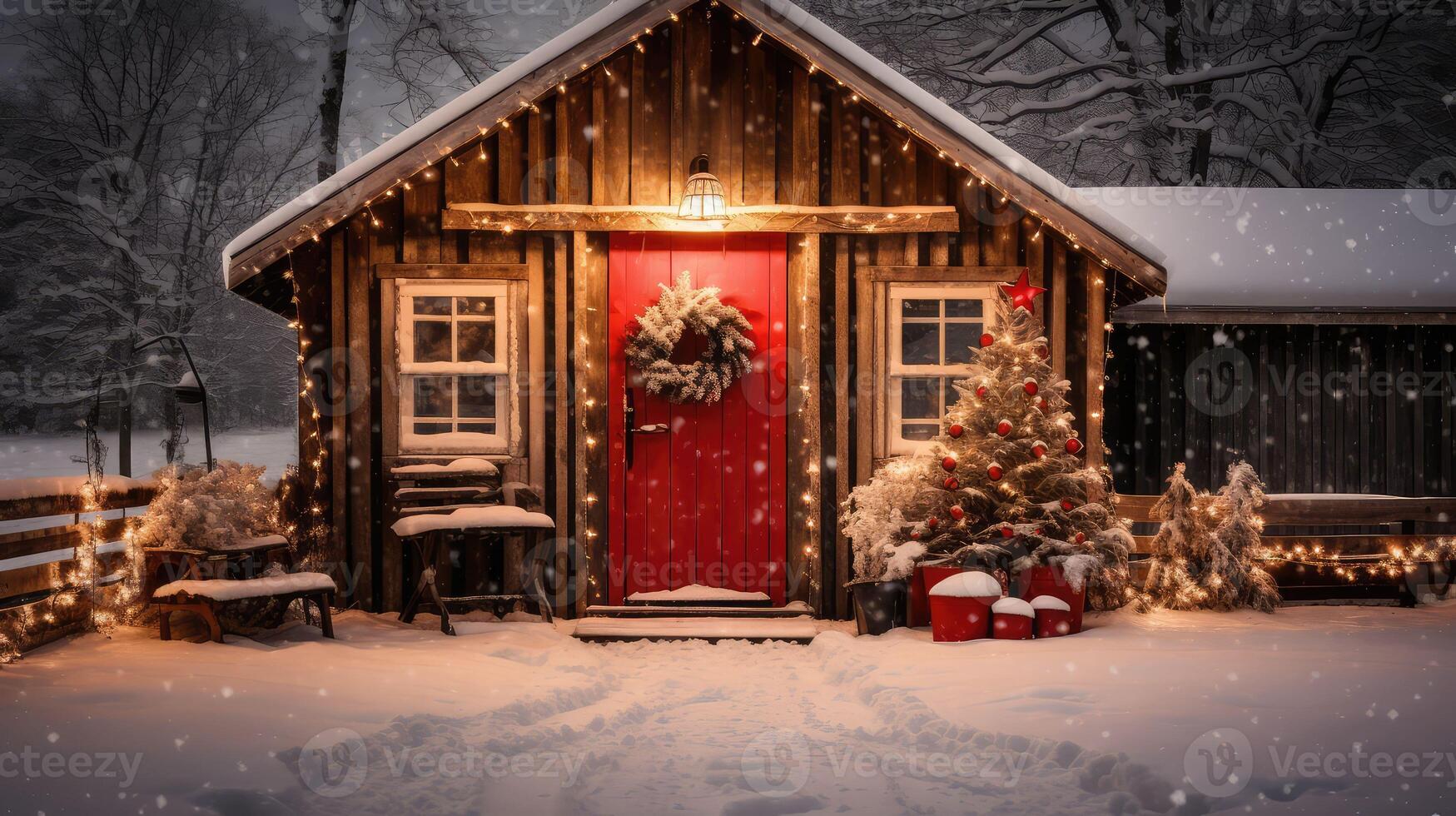 snow red black border photo