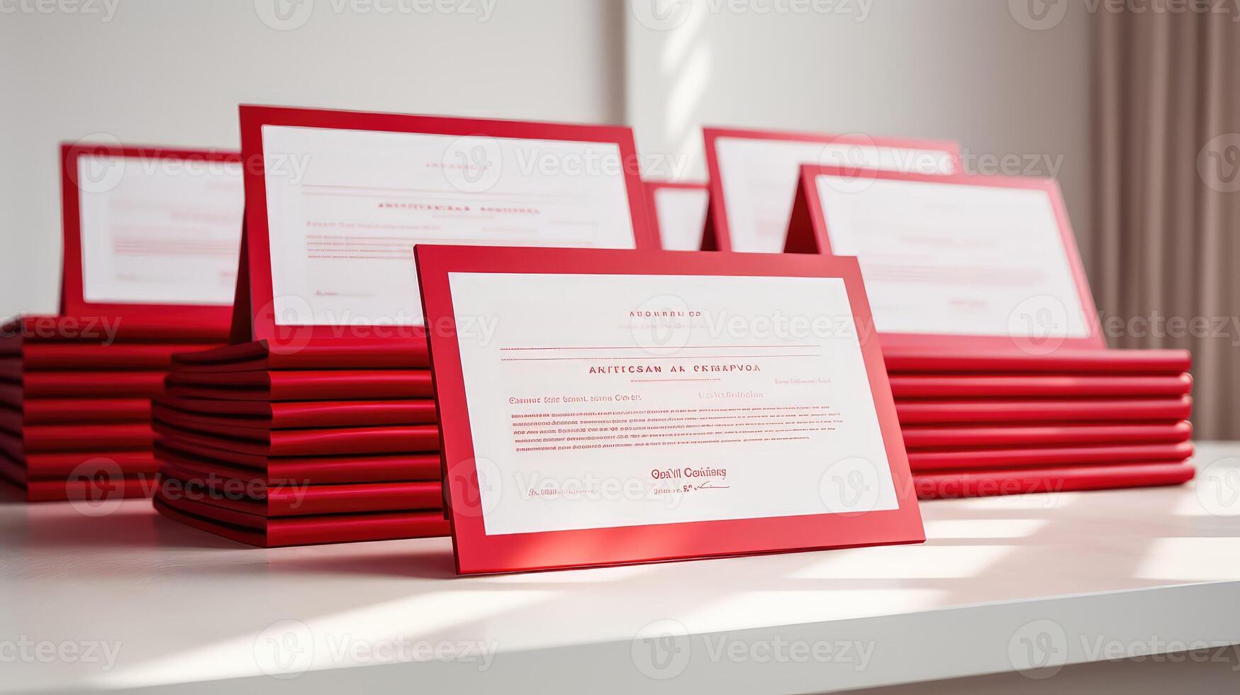stack red certificate photo