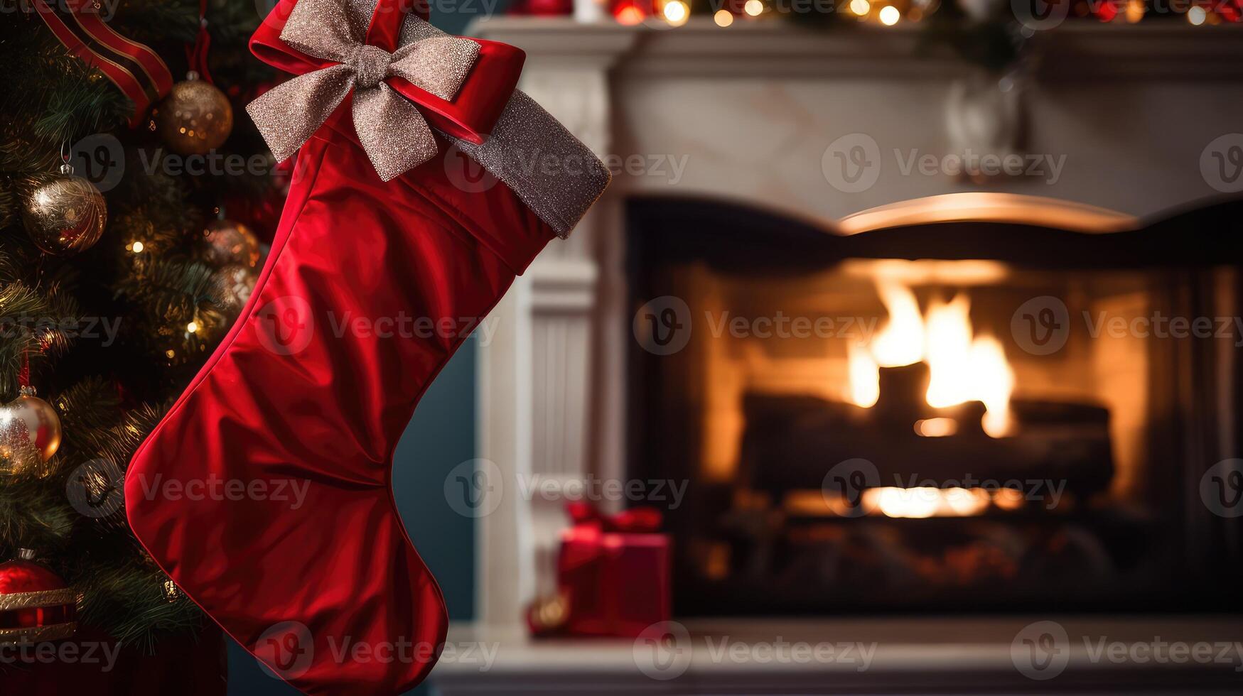 stocking christmas red ribbon photo
