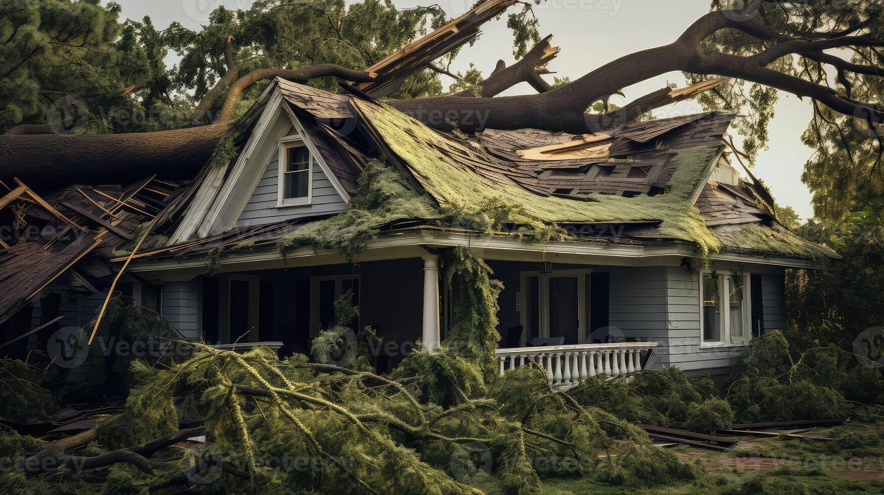 branches house storm damage photo
