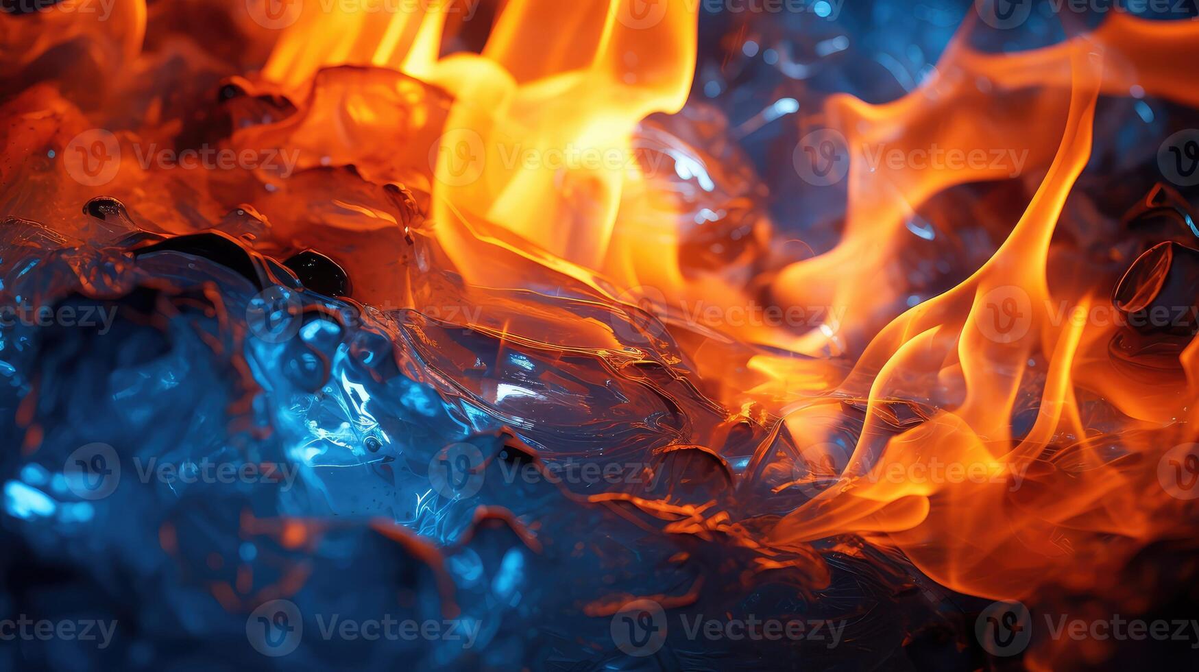 flames blue and orange fire photo