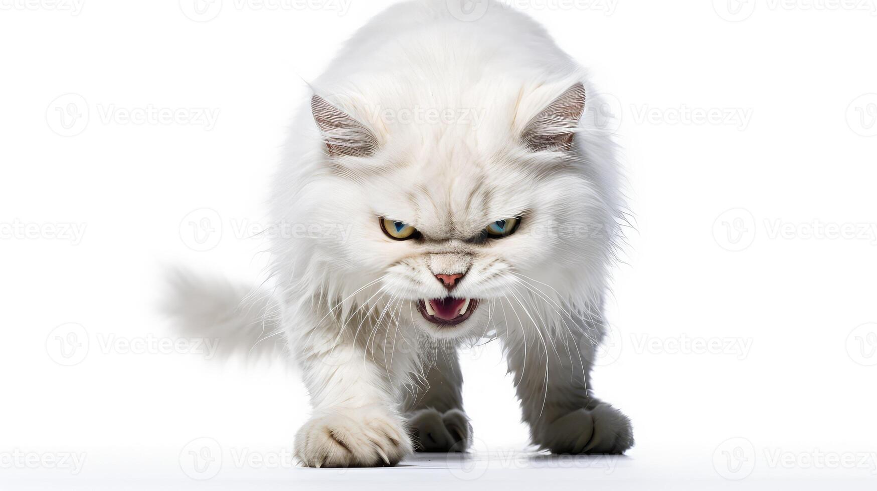 claws angry cat white background photo