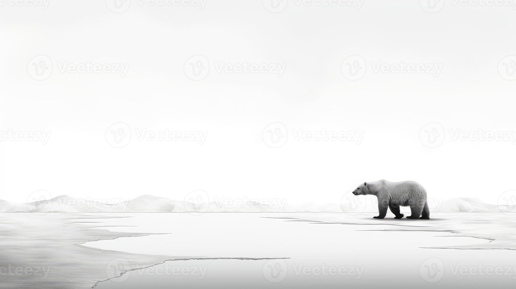 solitude black and white polar bear photo