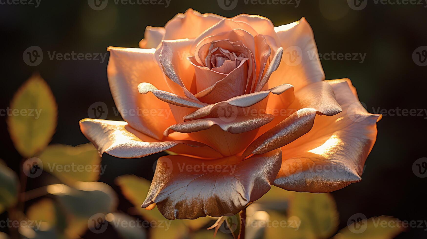 shimmering rose gold rose photo