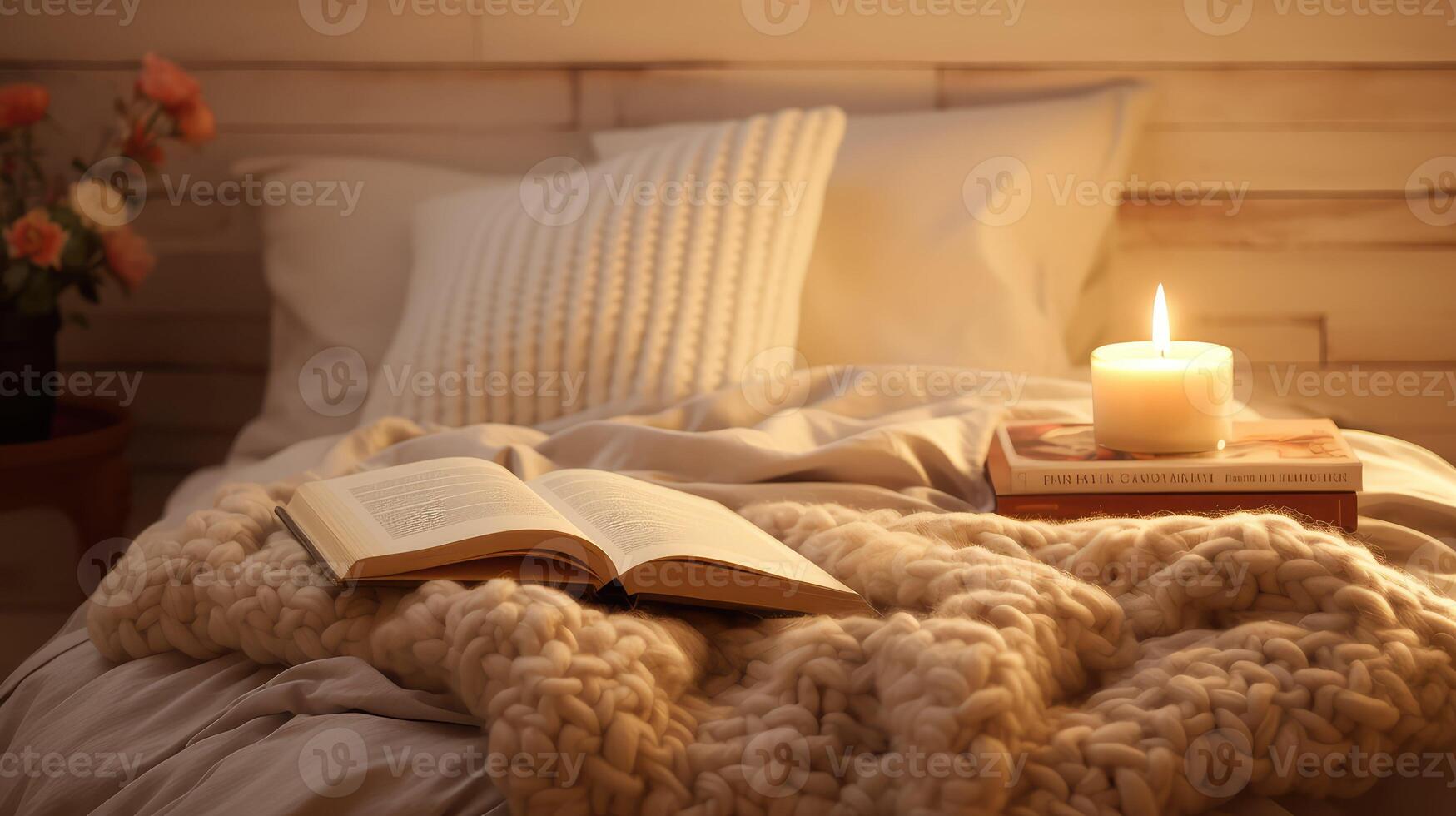 cozy book mockup open photo