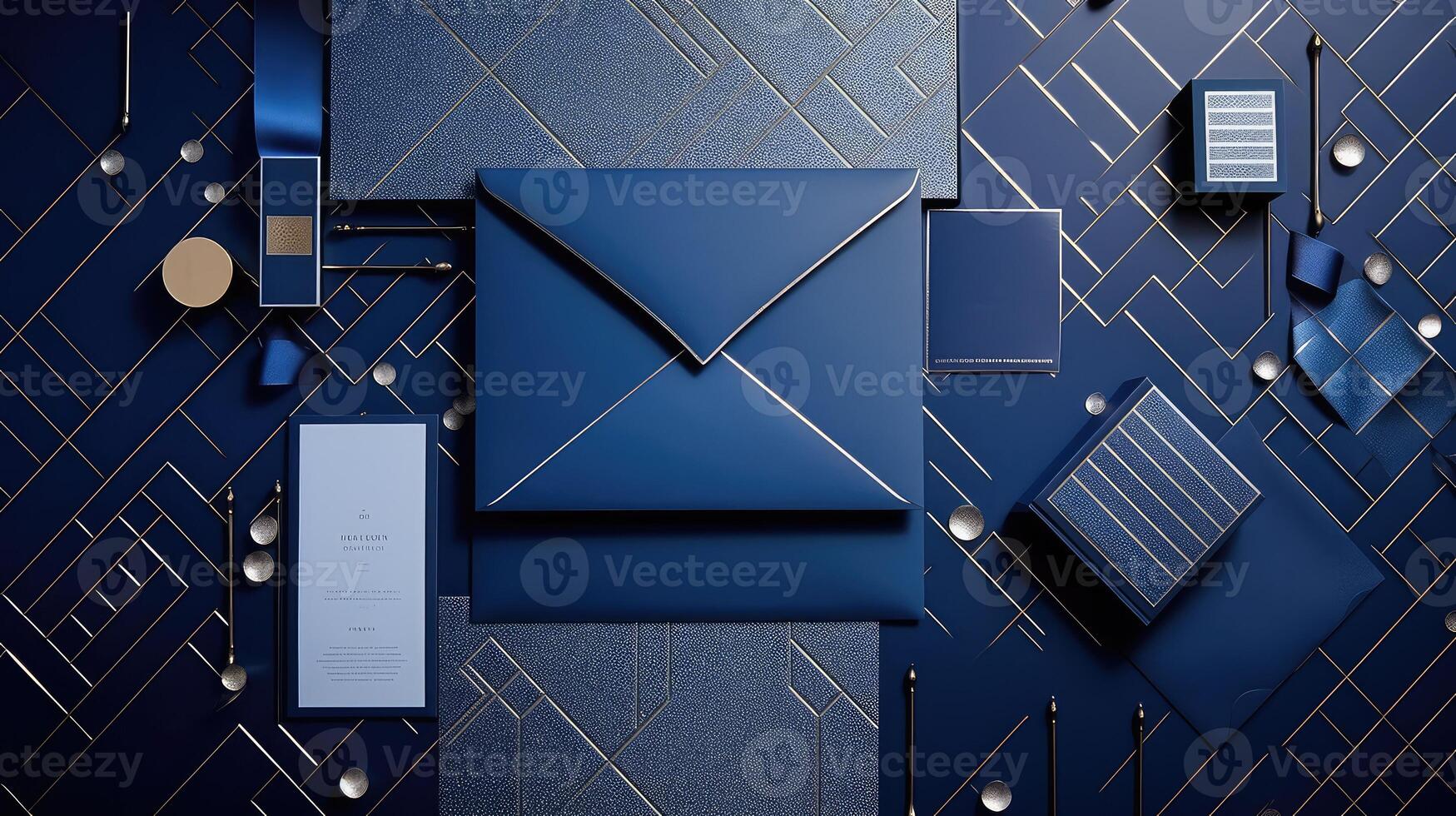 minimalist blue invitations photo