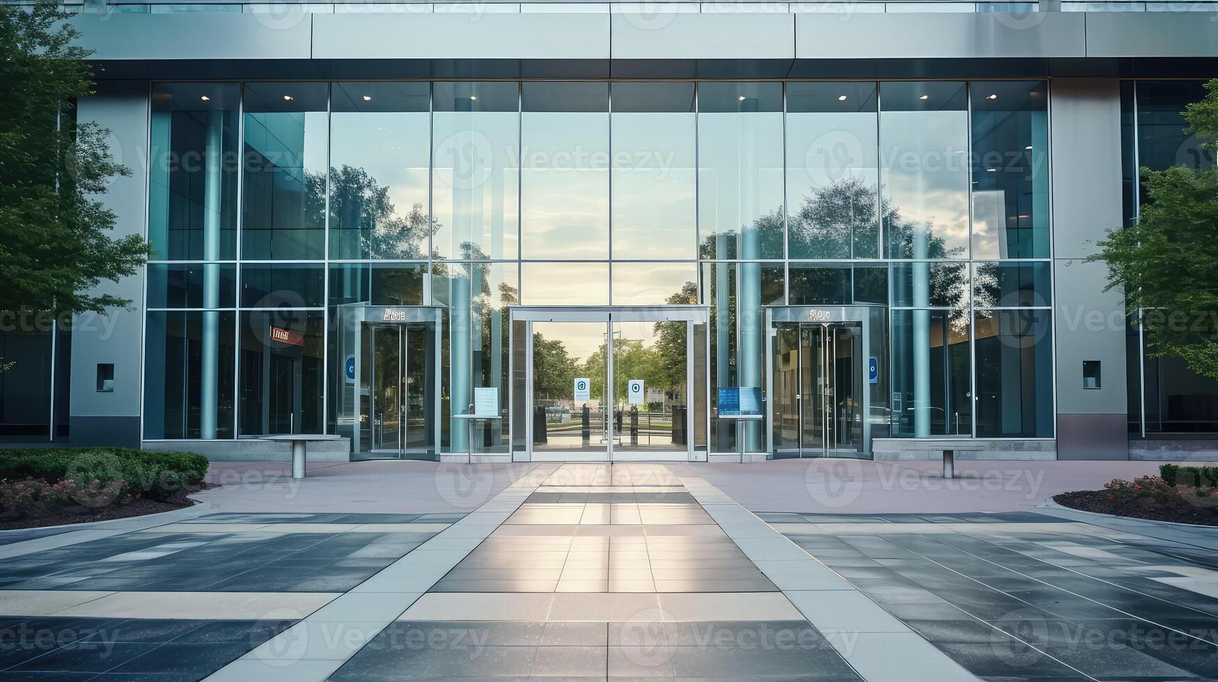 sleek office building doors photo