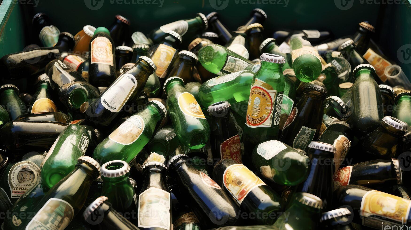 waste empty beer bottles photo