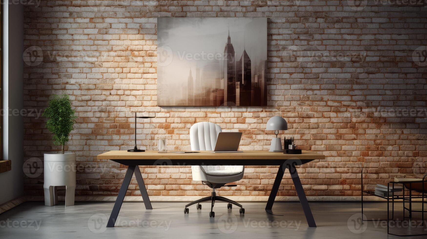 painted brick wall office photo
