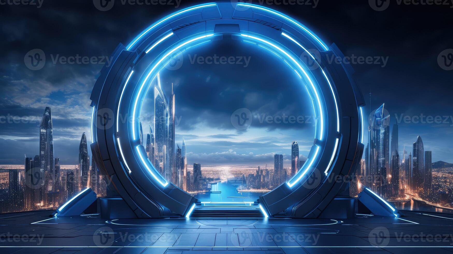 cityscape blue portal photo