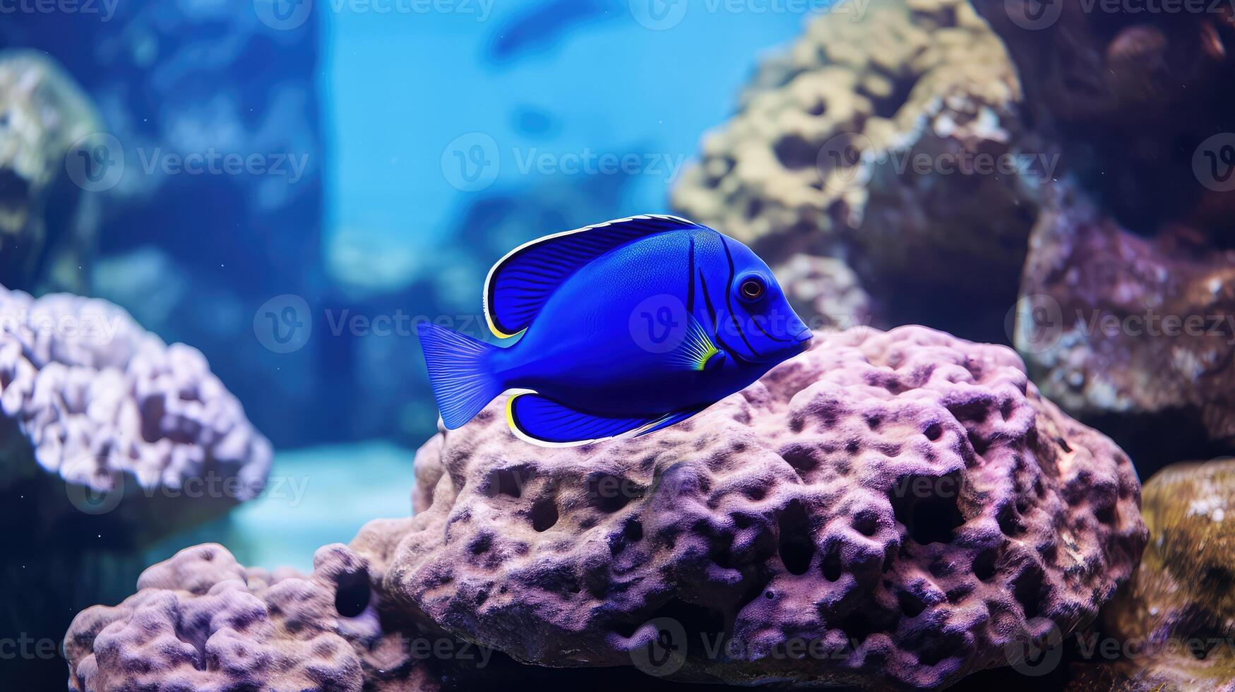 exploring blue tang fish photo