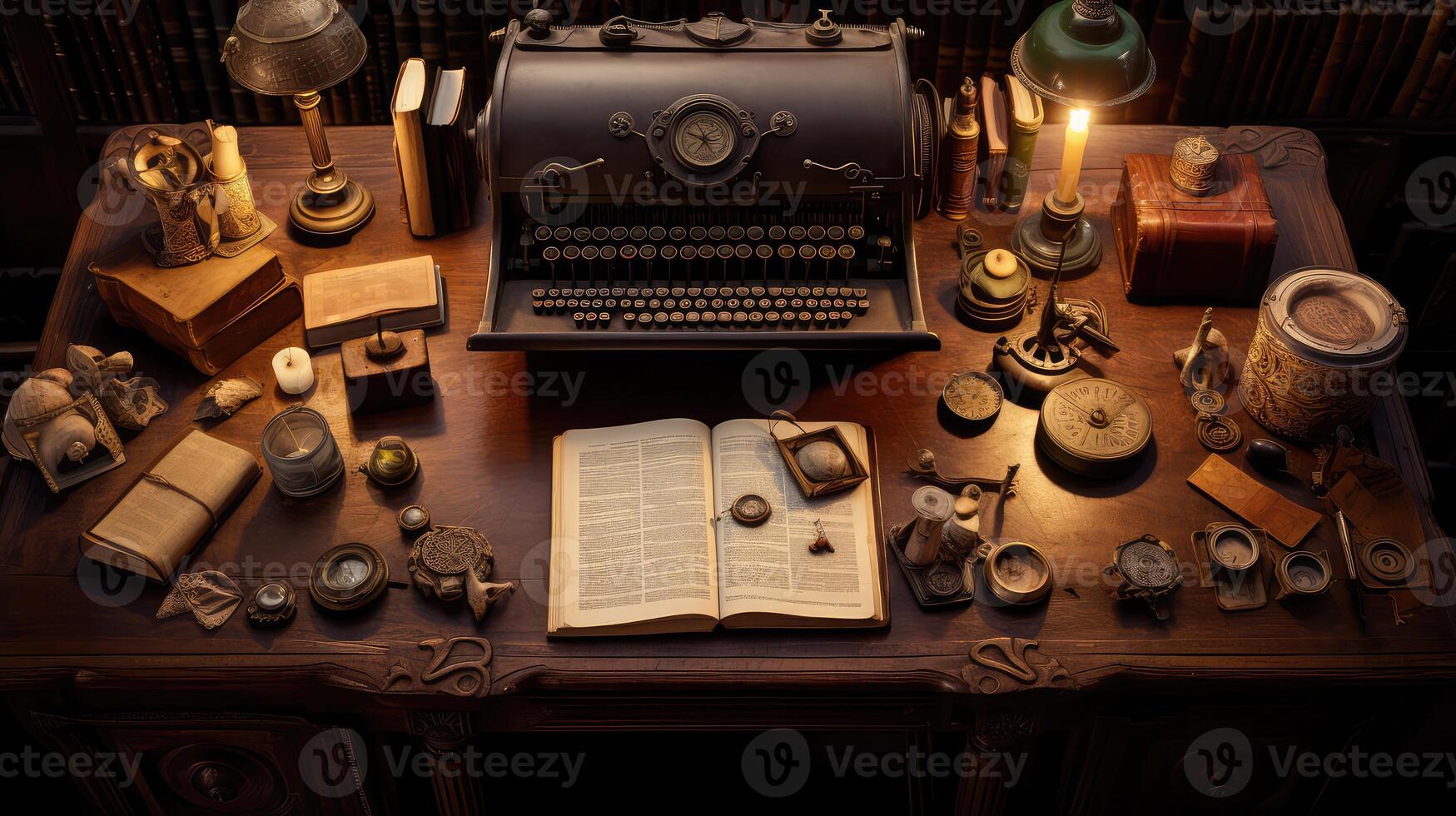lamp accountant desk top view photo