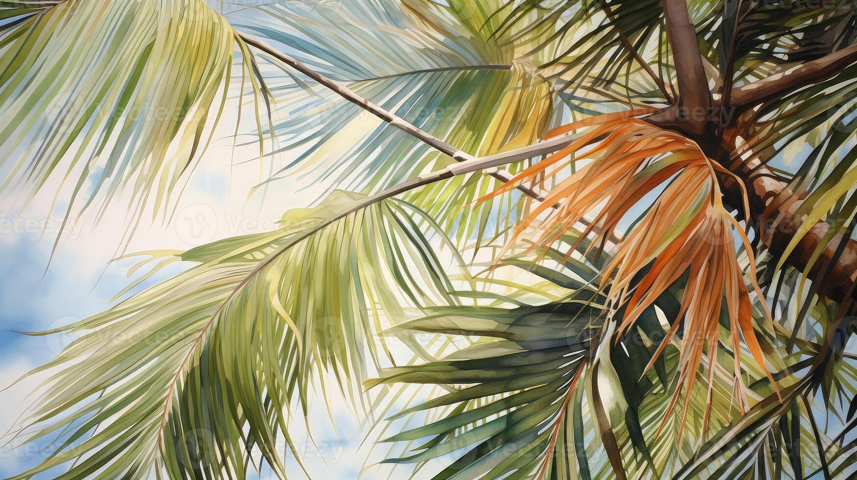 shading water color palm tree photo