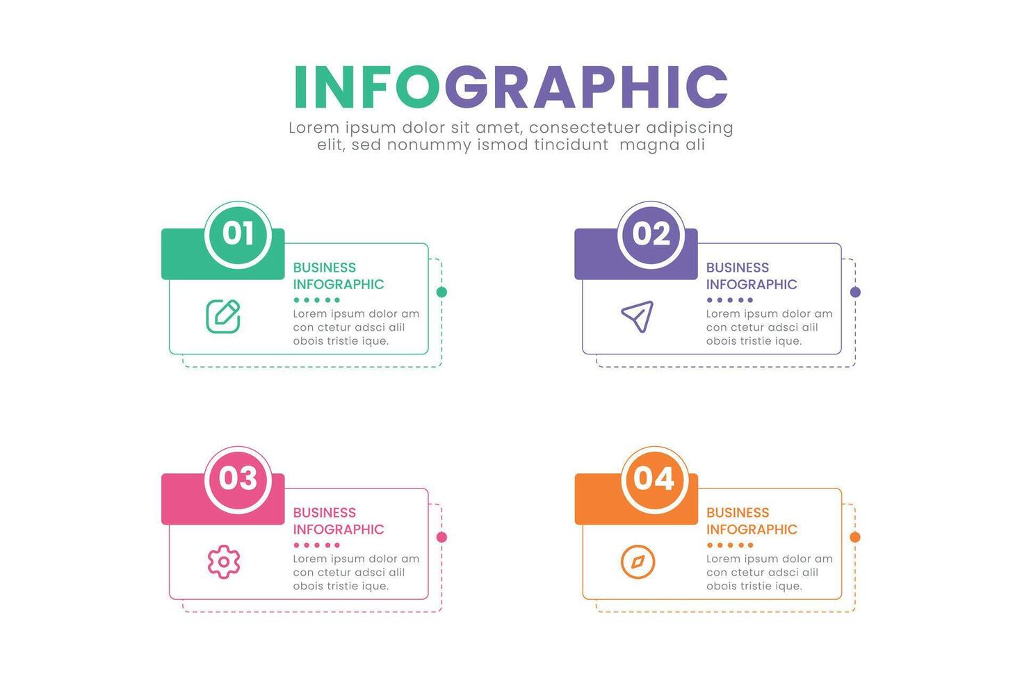 Business infographic design template with icons and 4 options. Can be used for process diagram, presentations, workflow layout, banner, flow chart. vector
