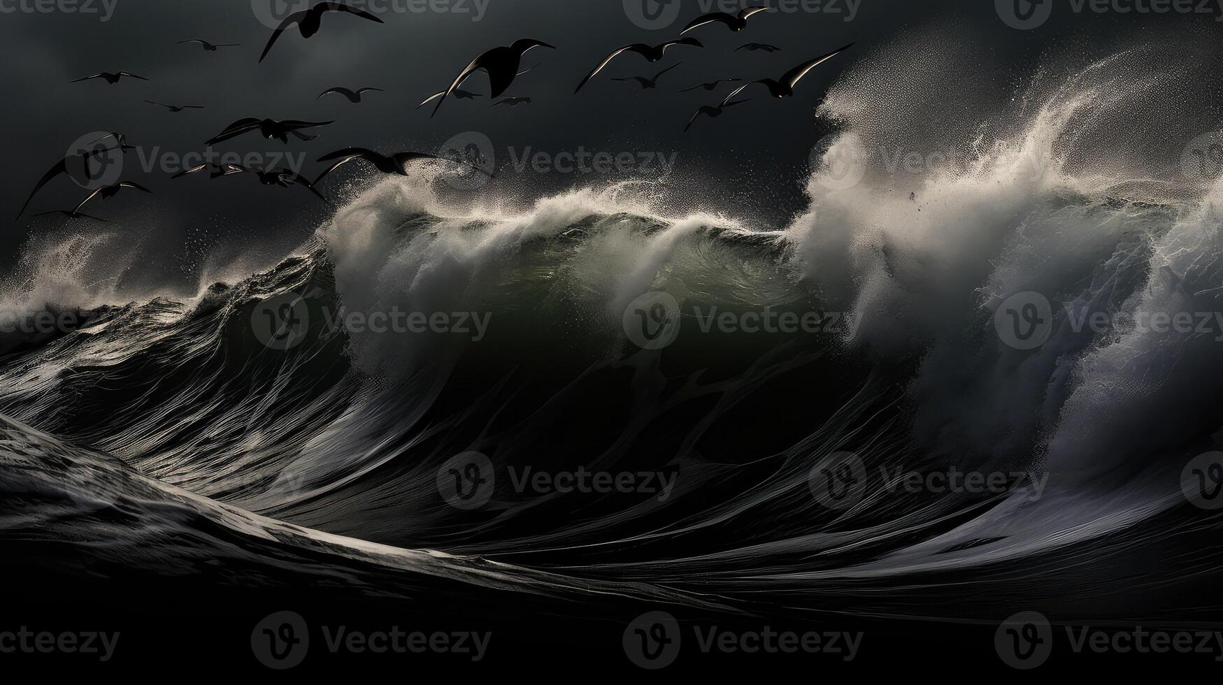 mystery black ocean waves photo