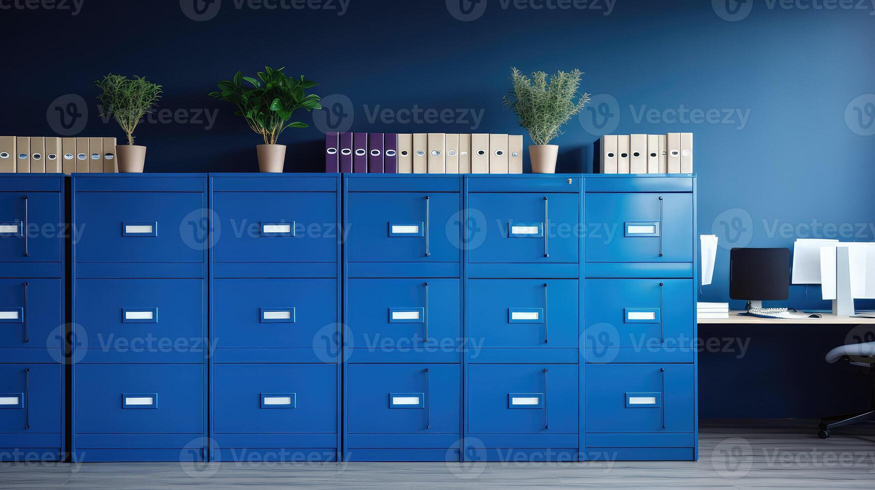 photo blue background office