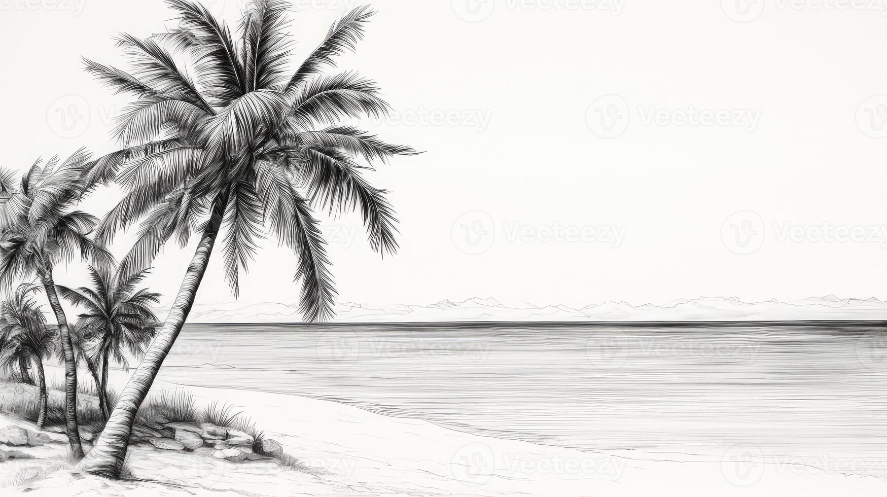 tropical palm tree hand drawn photo