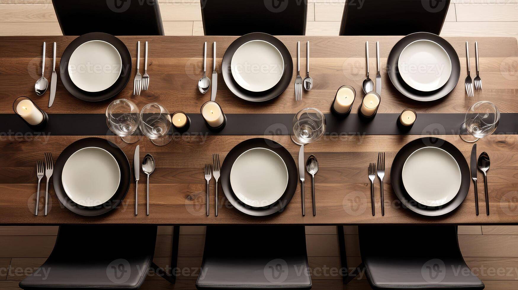 modern wood table top down photo