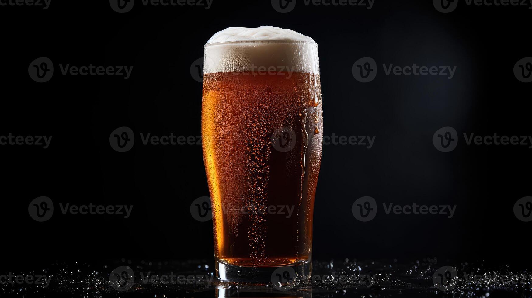 foam beer black background photo