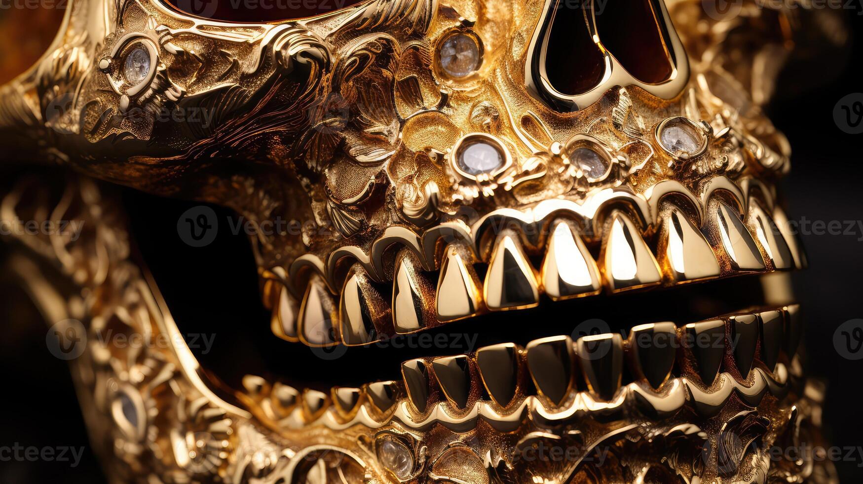 shiny skull gold teeth photo