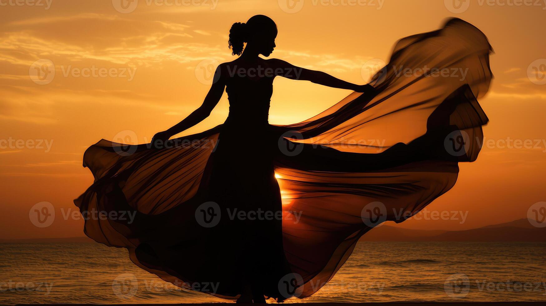 beach silhouette black woman photo