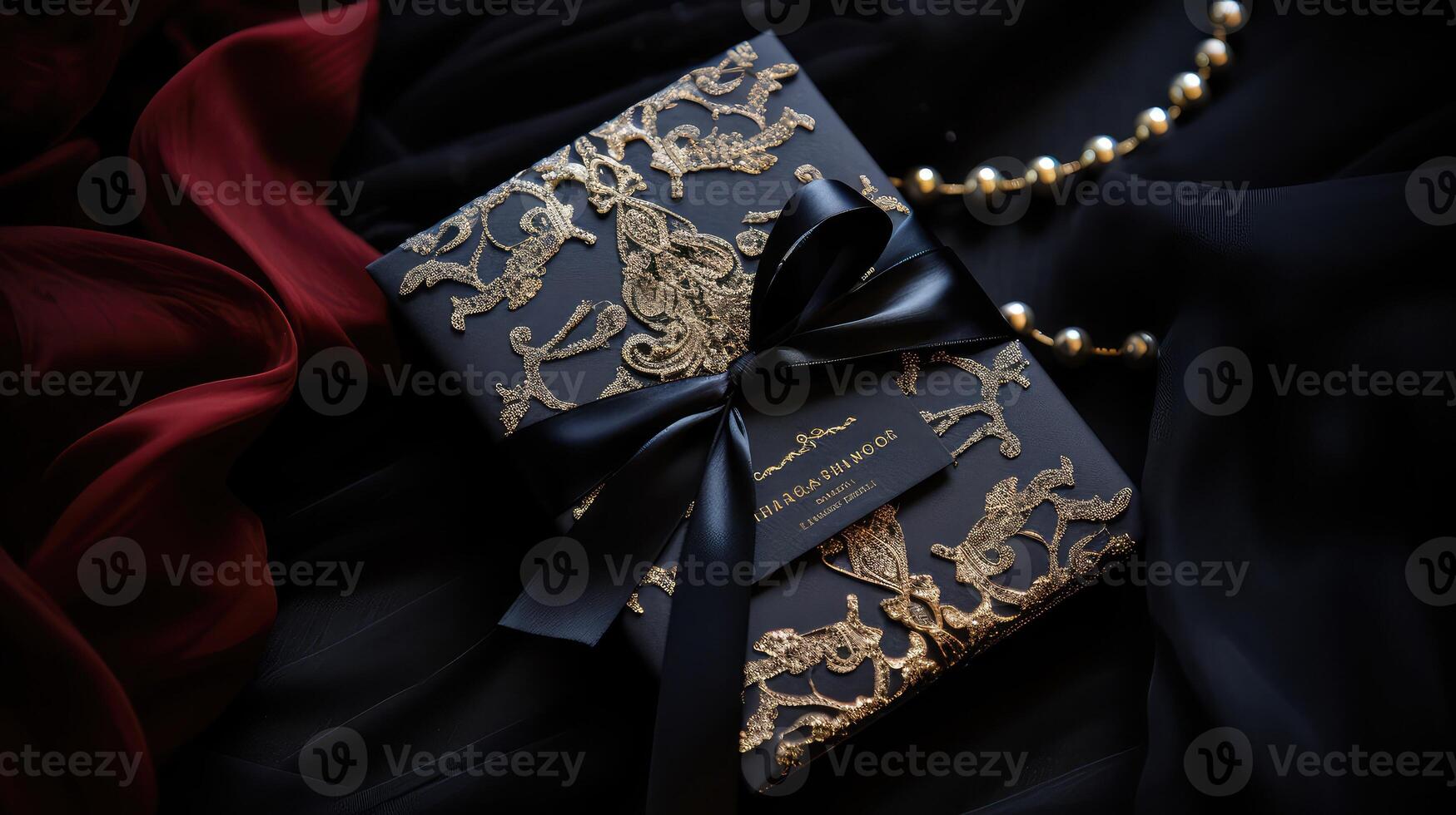 sophistication black and gold wedding invitation photo