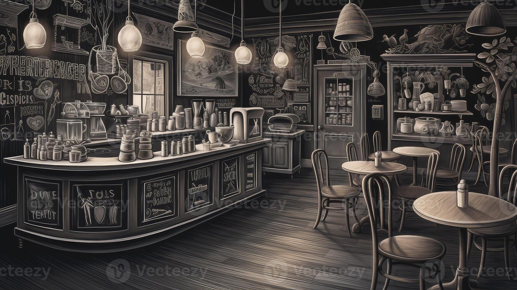 cafe coffee chalk drawing photo