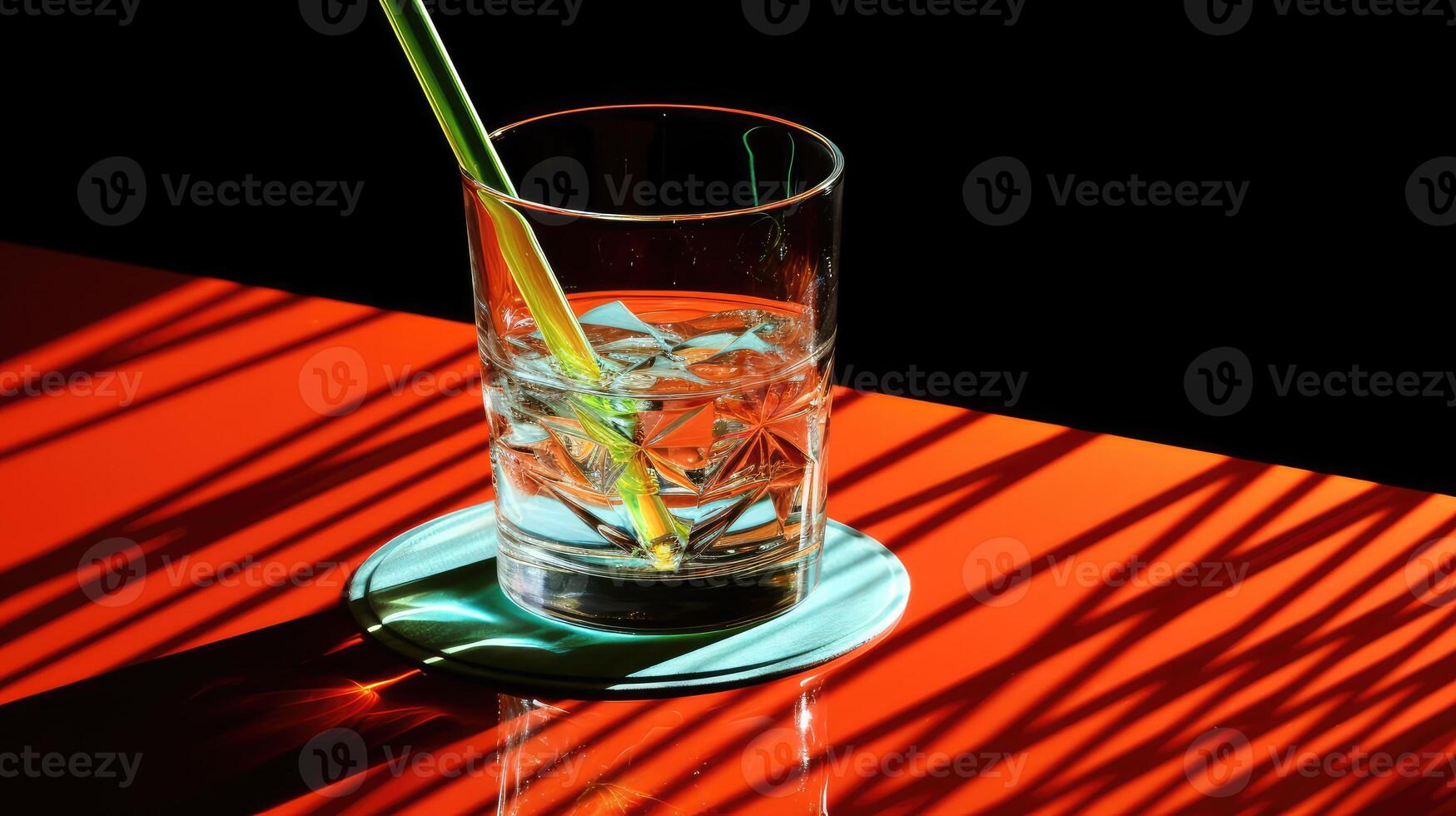shadows glass of water on table photo