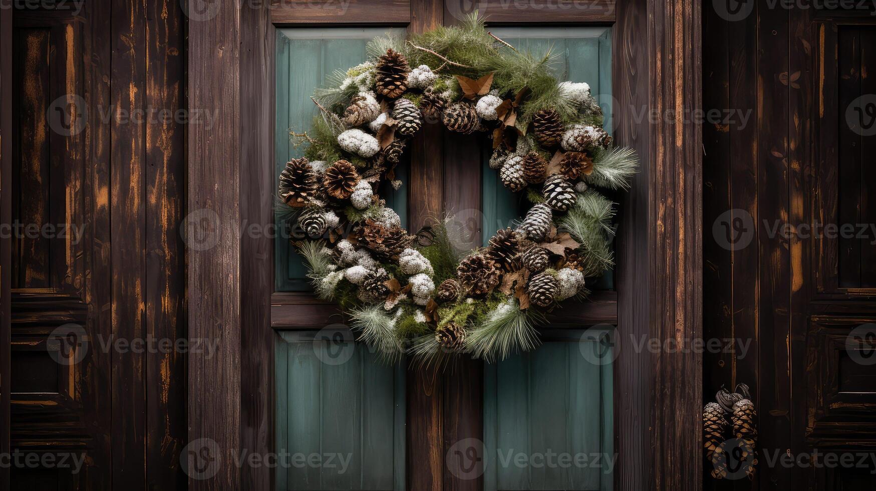 welcoming winter wreath green photo