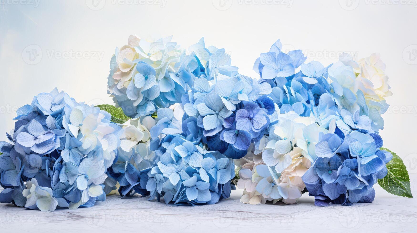 cascading blue hydrangea bouquet photo