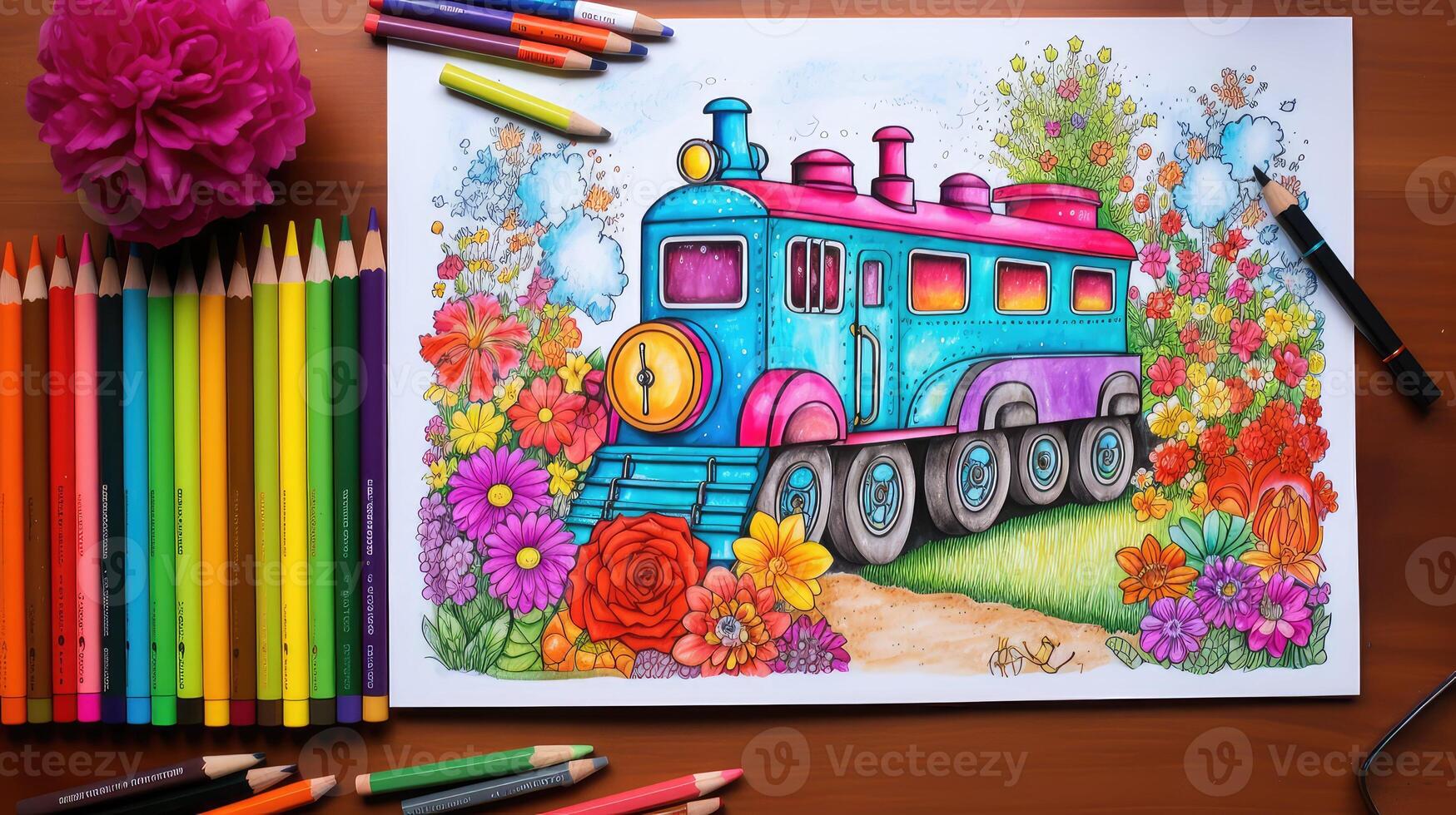 refrigerator coloring book train photo