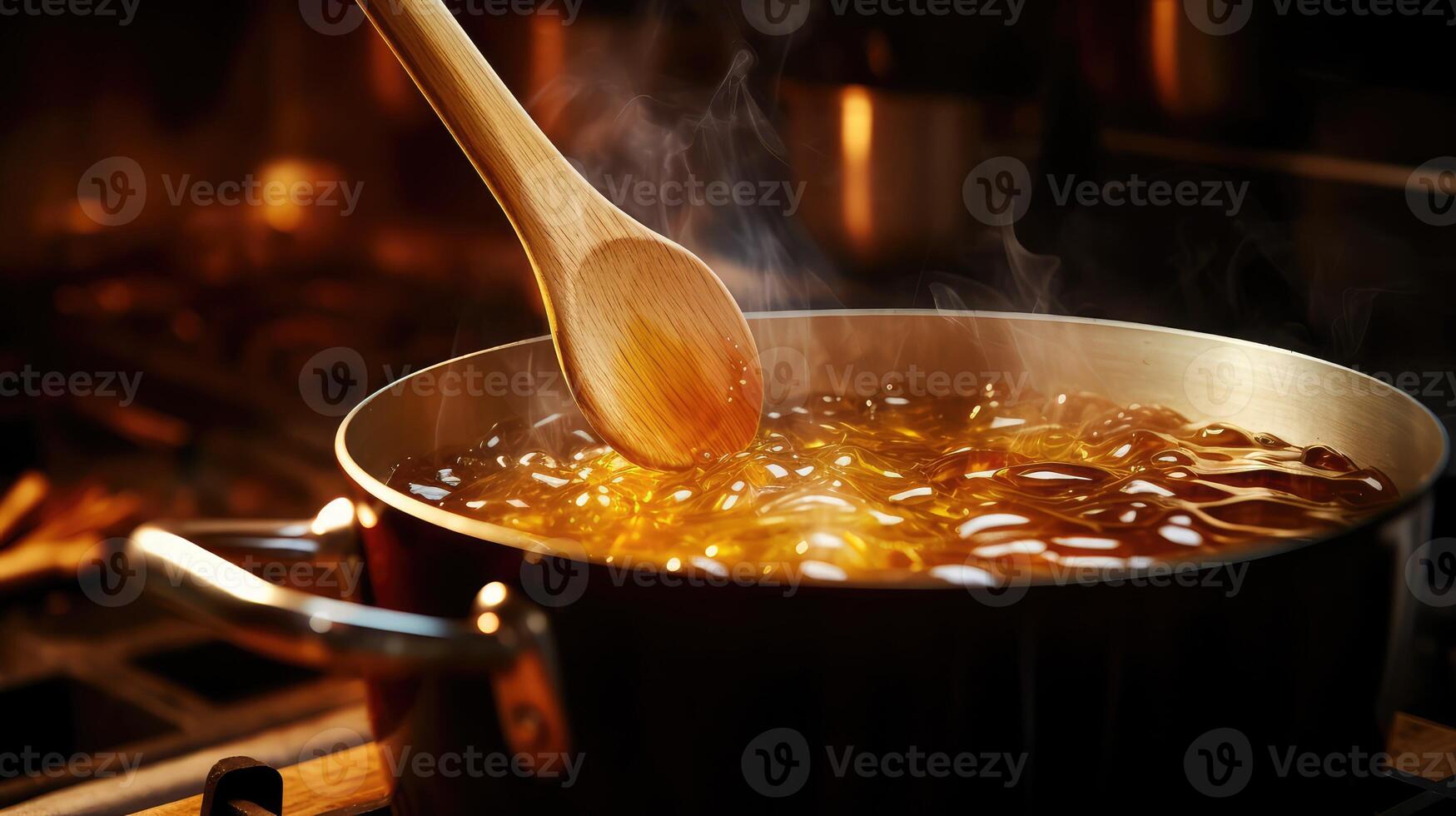 stirring wood spoons photo