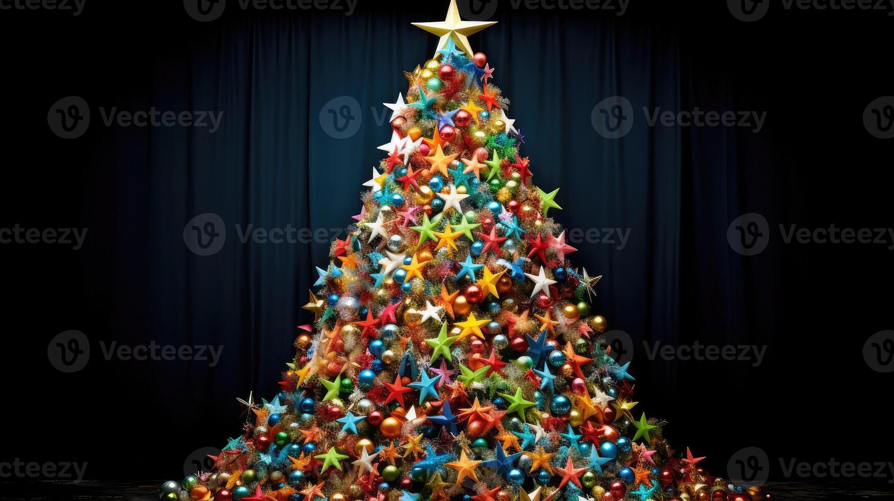 playful christmas tree stars photo