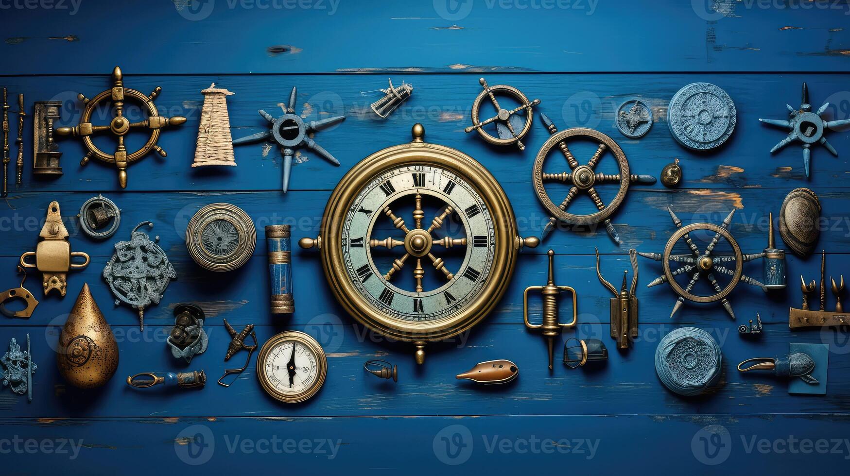ship blue wooden background photo