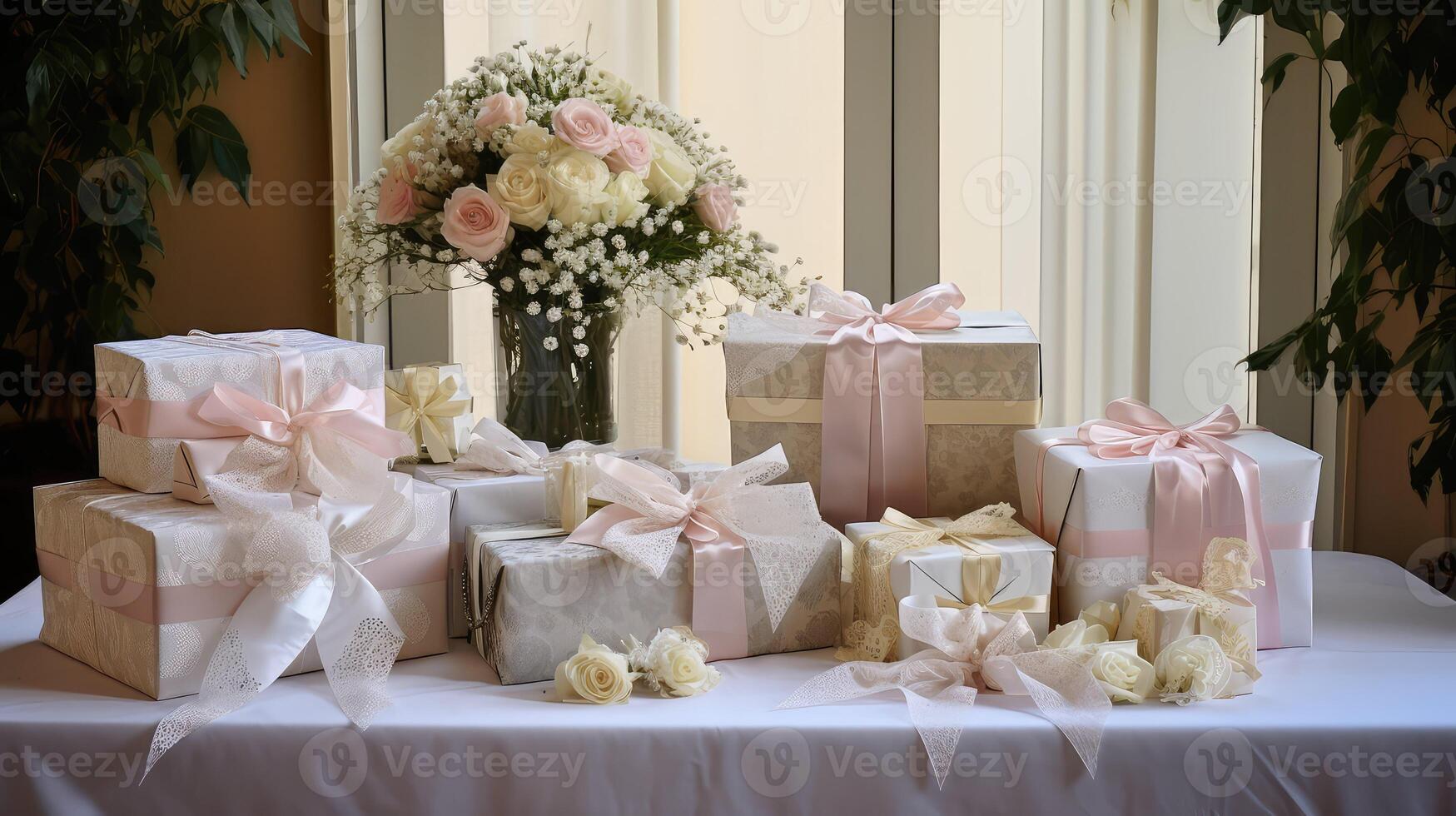 floral wedding gift table photo