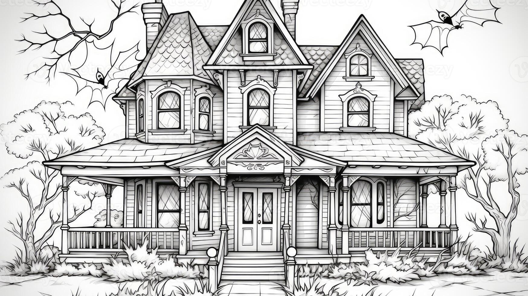spooky house coloring page photo