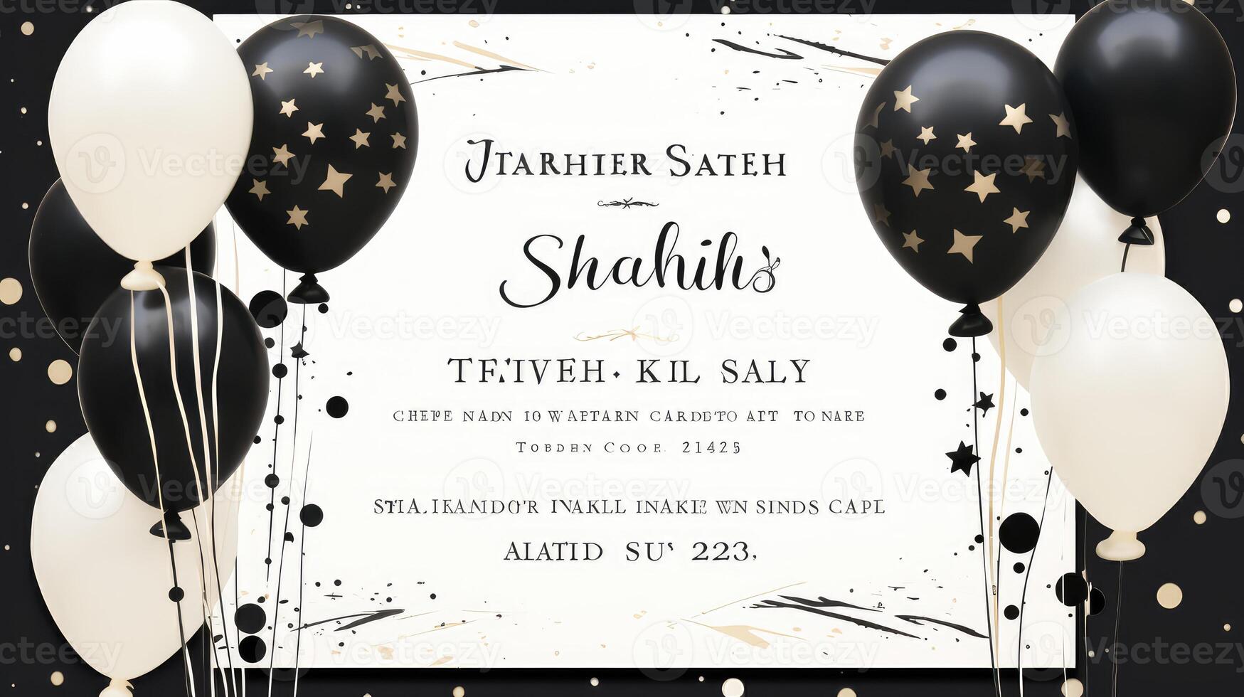 birthday black white invitation photo