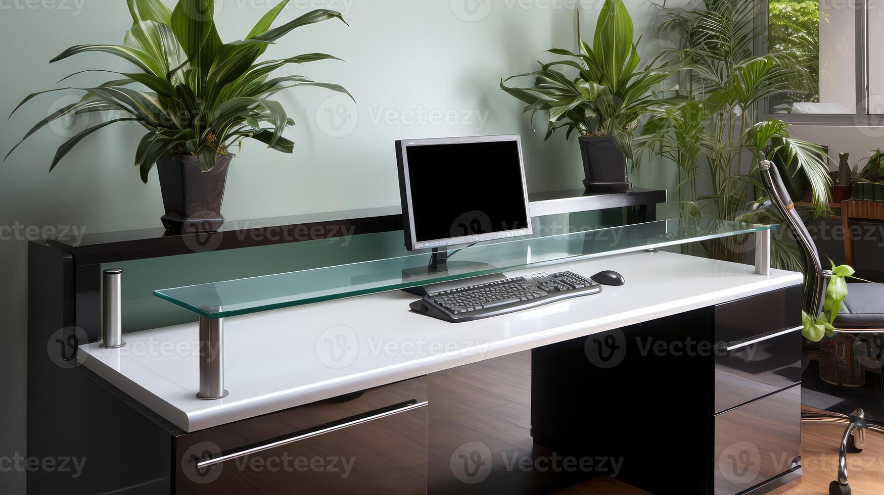 glass office receptionist desk photo