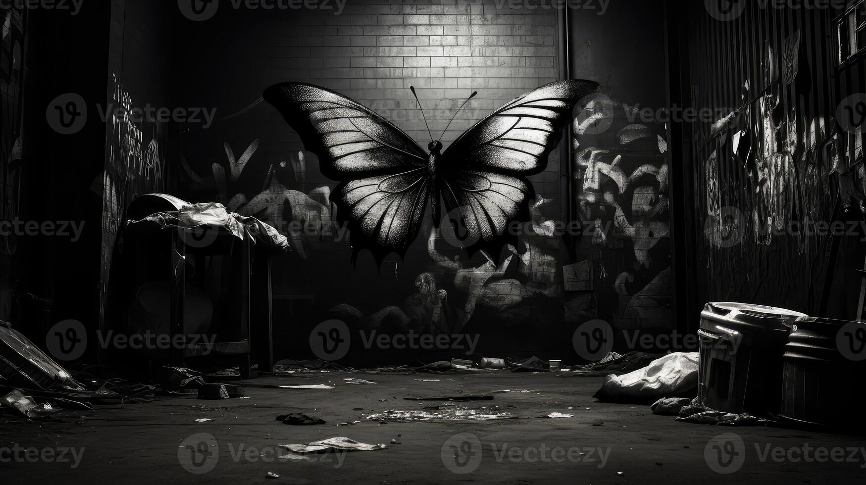 monochrome black and white butterfly photo