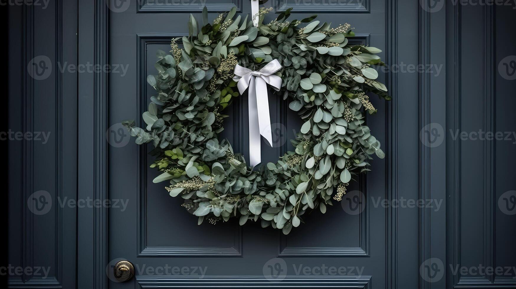 branches christmas wreath door photo
