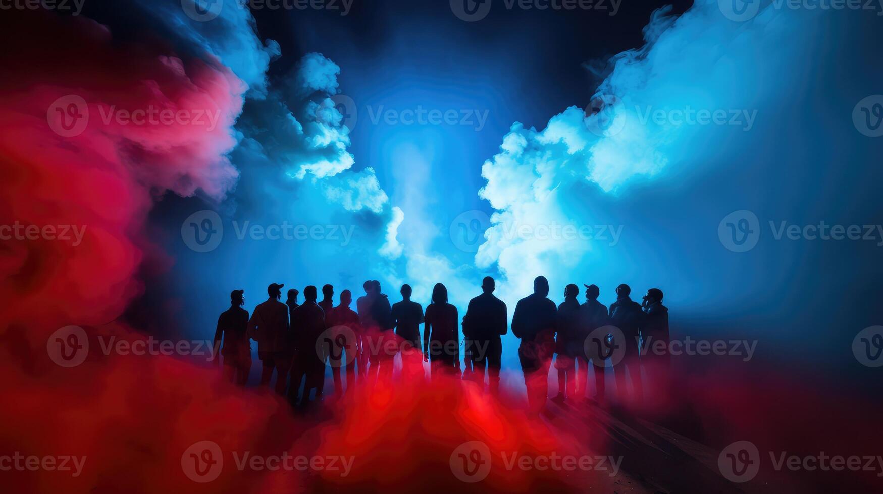 circle blue and red smoke photo