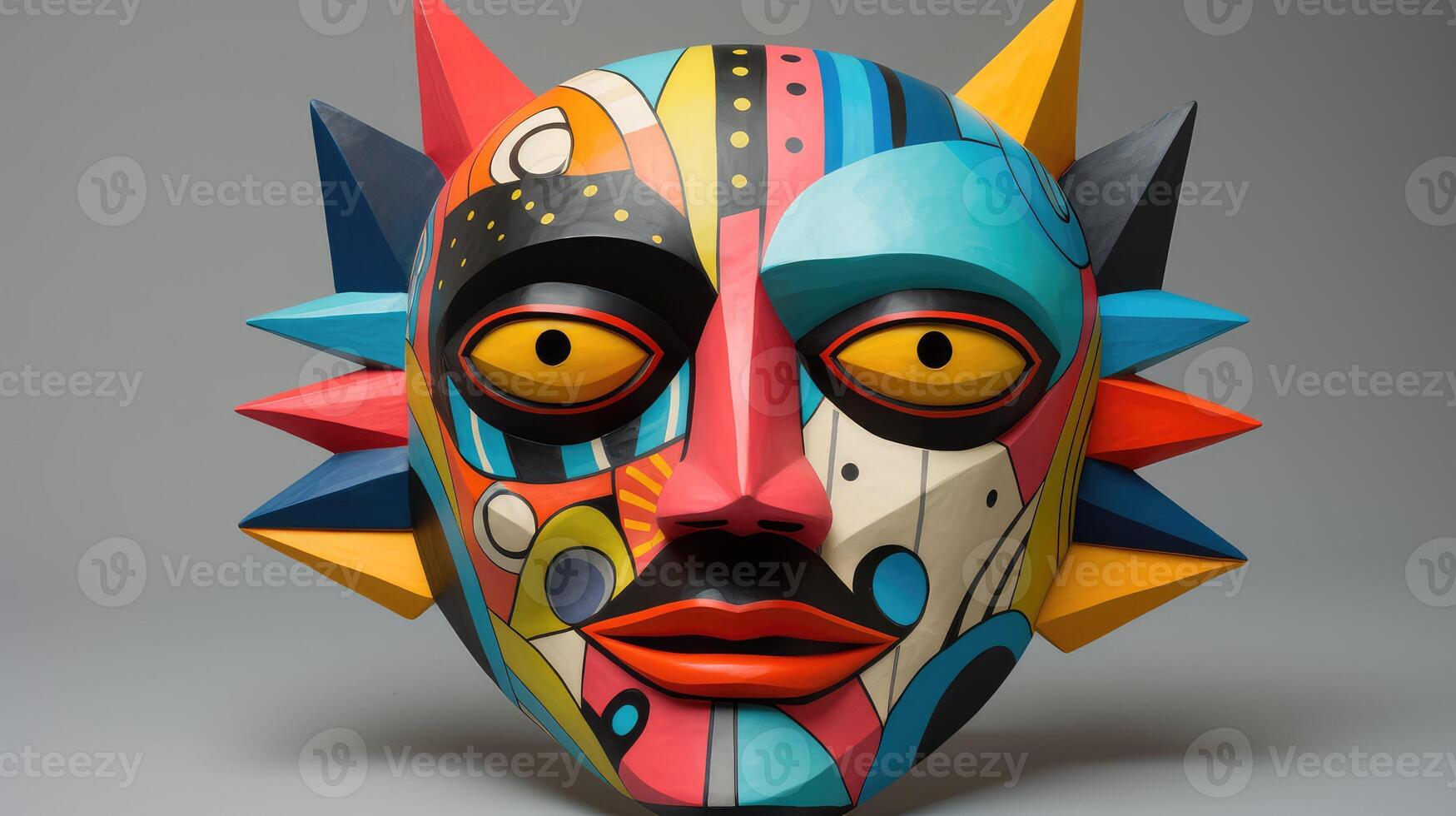 mache textured geometric masks photo