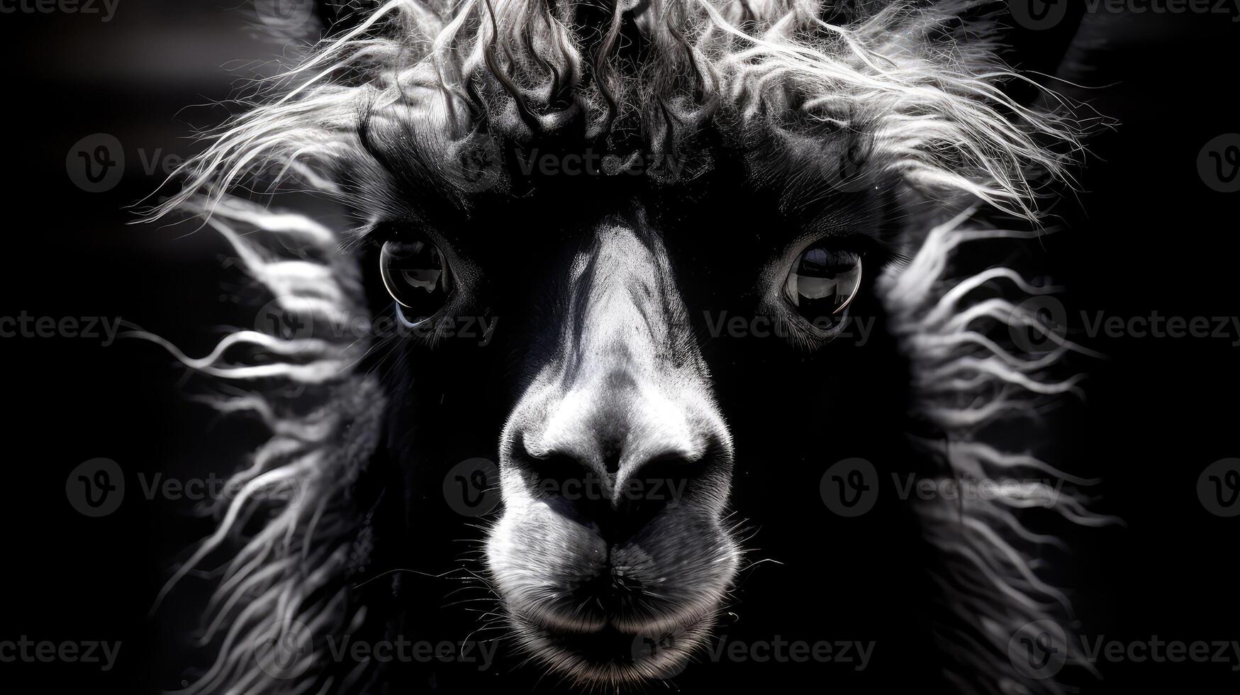 eyelashes llama black and white photo