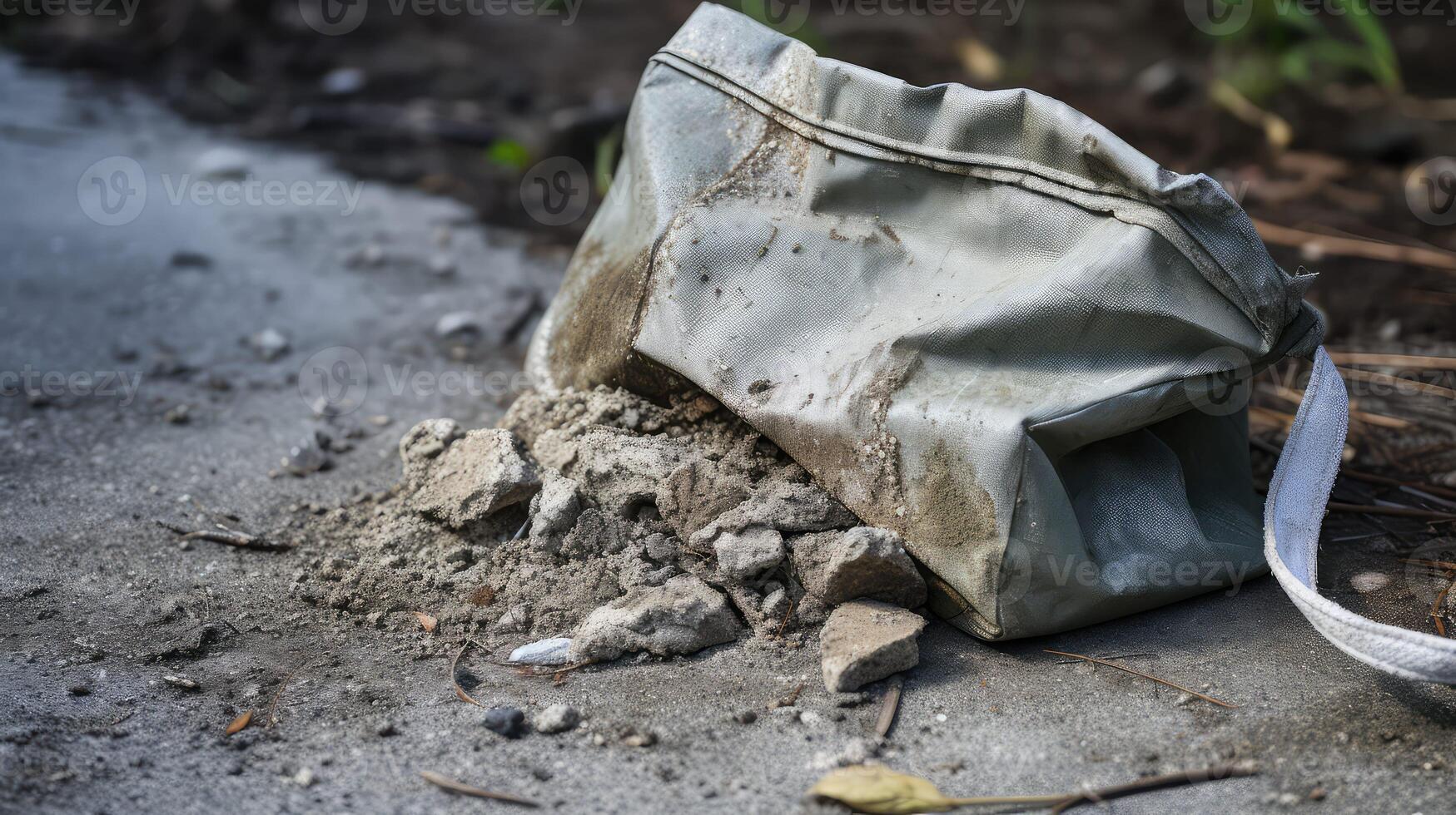 torn concrete bag photo