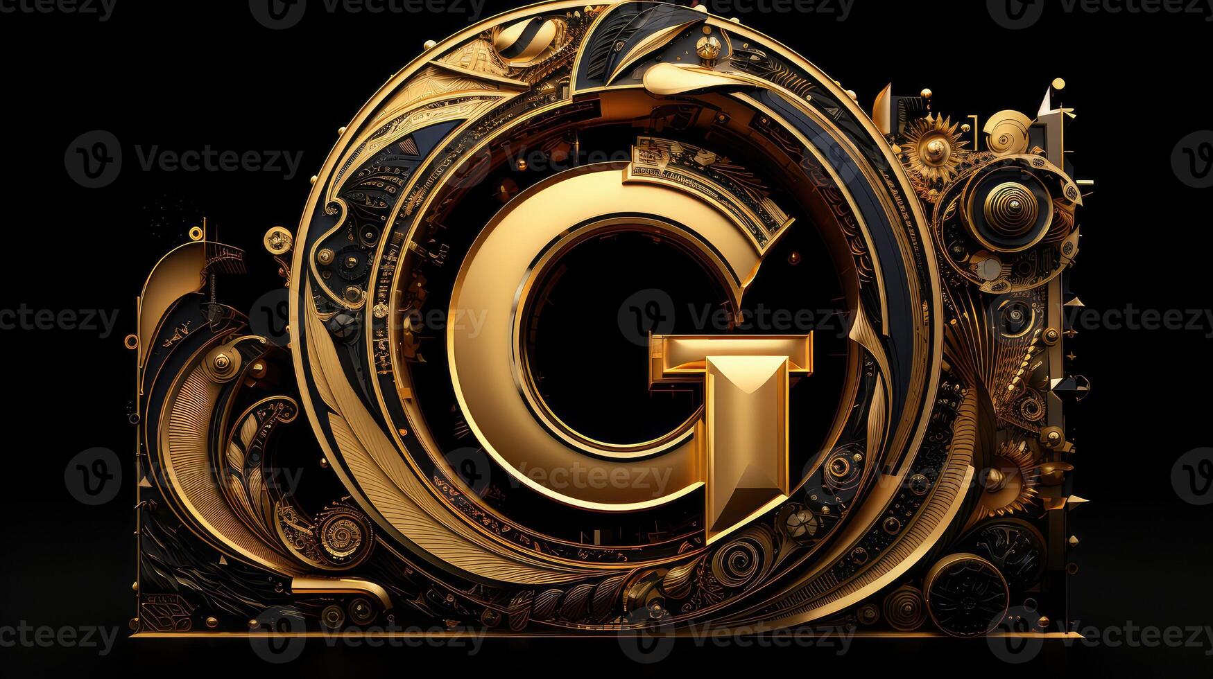 design black gold alphabet photo
