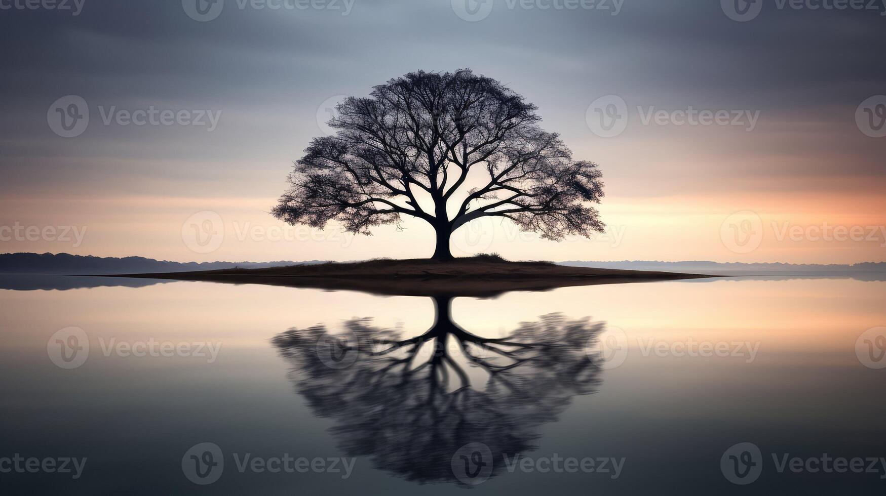 reflection silhouette of tree photo