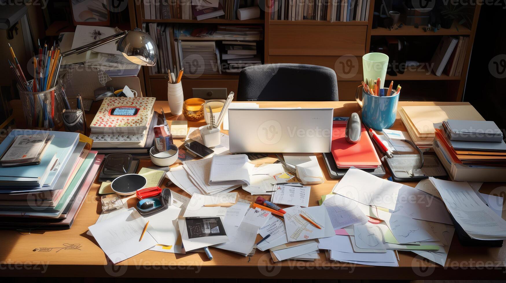disarray disorganized desk photo