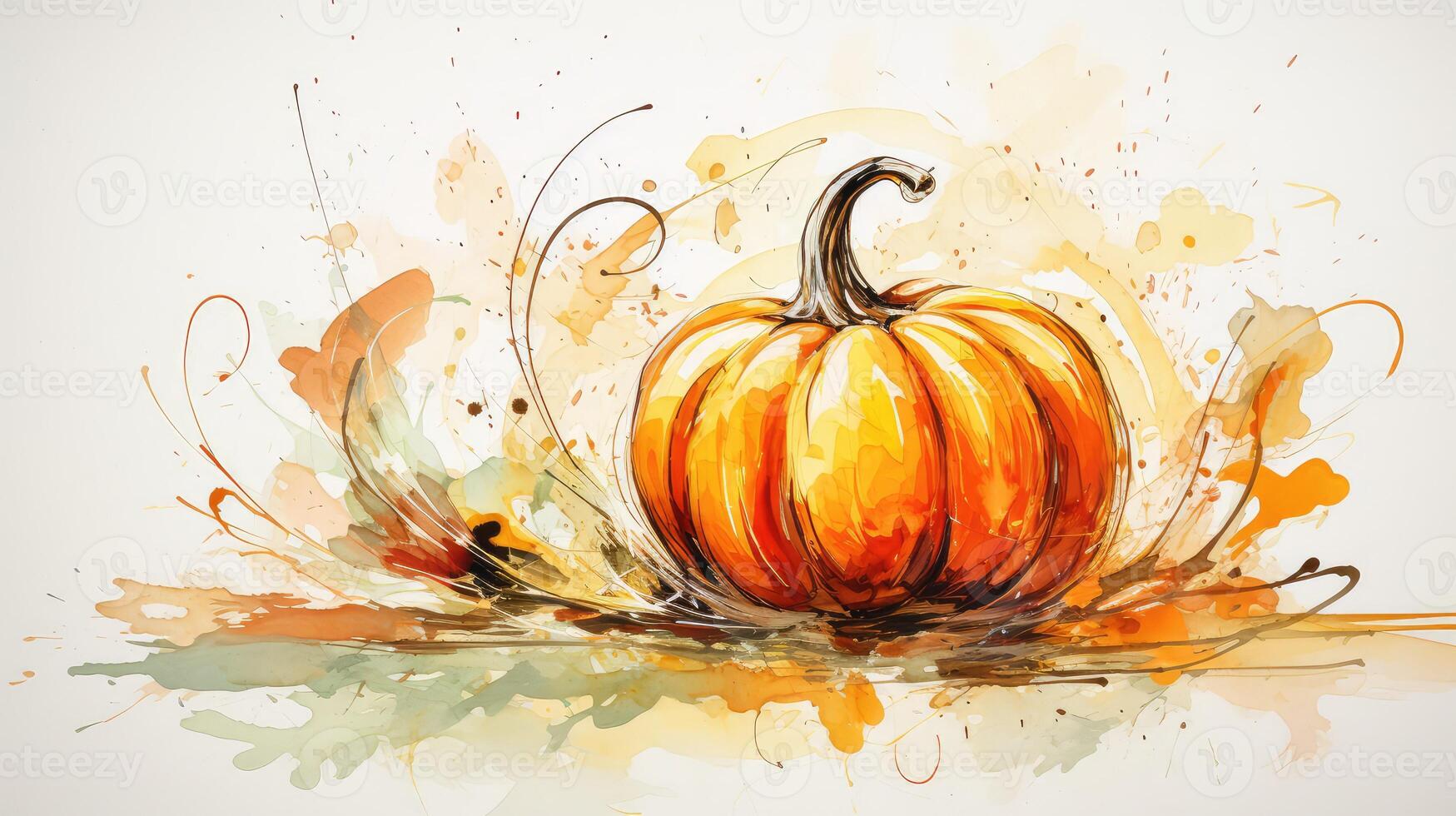 energetic water color pumpkin photo